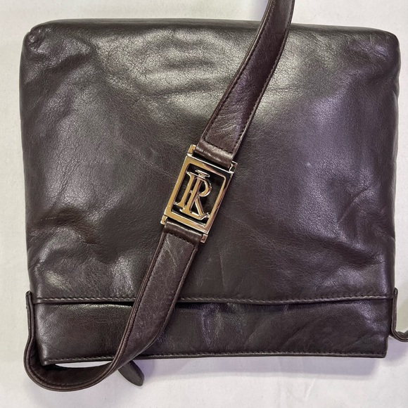 Ralph Lauren Vintage Brown Leather Crossbody Shoulder Bag Purse Silver Hardware - Picture 4 of 8